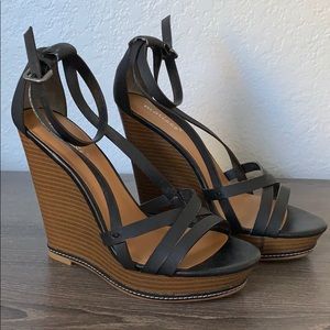 Black sandal wedges